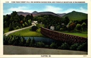 Leinen Postkarte Forest Inn Blick Rabenflügel Zinne Berge Clayton Georgia GA - Bild 1 von 2