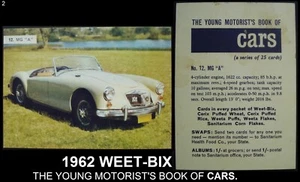 MG "A" - WEET-BIX 1962 "The young motorist's book of CARS. - Picture 1 of 3