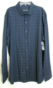 Camisa Tasso Elba Azul A Cuadros Manga Larga Con Botones Talla XL 17-17 1/2 NUEVA CON ETIQUETAS - Imagen 1 de 4