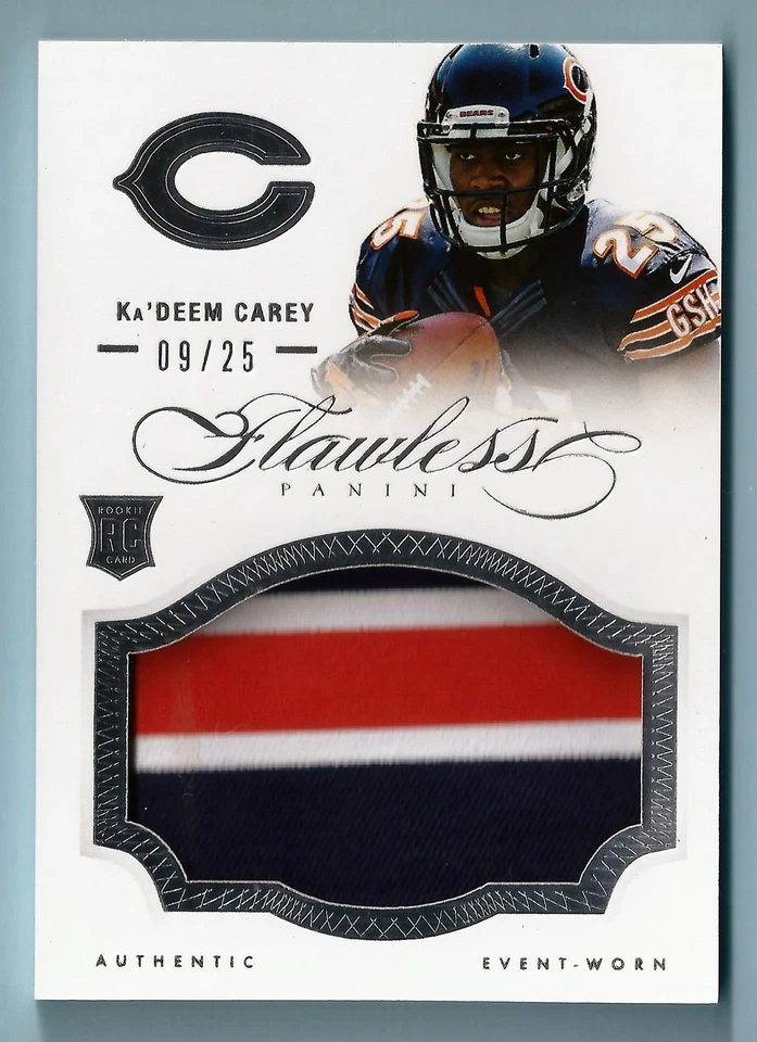 Ka'DEEM CAREY 2014 PANINI FLAWLESS 3 COLOR JUMBO PATCH /25 BEARS - Image 1 of 1