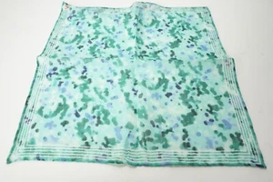 Isaia Como Nuevo Verde Azul Graffiti Mezcla de Lino Bolsillo Cuadrado Italia - Imagen 1 de 4