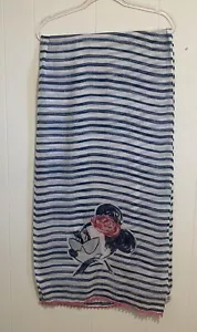 Disney Parks Minnie Mouse Women's Scarf, Blue & White Striped Pink Border - Picture 1 of 10