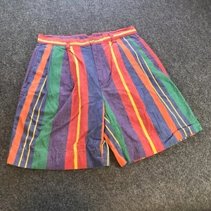 Vintage Nautica Shorts Mens 30 Vertical Striped Colorful High Waist Pleated 90s - Picture 1 of 9