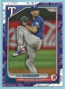 2024 Bowman Max Scherzer Purple Pattern /199 #99 Texas Rangers - Bild 1 von 2