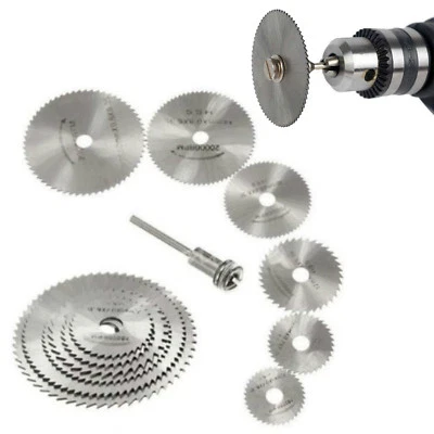 7PCS Cutting Wheel Discs Mandrel HSS Rotary Circular Saw Blades Tool Cutoff Wood - Image 1 of 4
