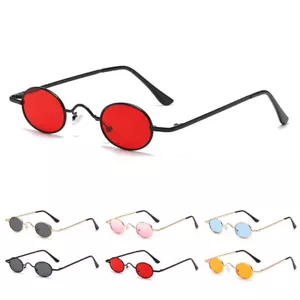 Fashion Small Round Sunglasses Retro Slender Metal Frame Candy Colors Glasses - Picture 1 of 18