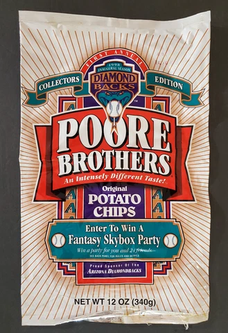 Arizona Diamondback 1998 Inaugural Season Poor Bros Potato Chips EMPTY BAG Cover