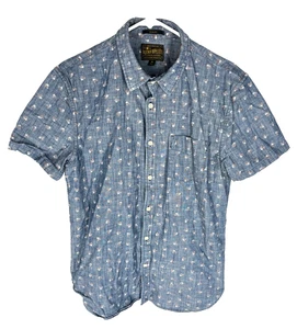Lucky Brand Hemd Herren mittelblau Chambray Denim Blumen Samstag Stretch - Bild 1 von 4