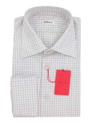 Camicia In Cotone A Righe Blu Chiaro Kiton - Slim - (KT1212238) - Immagine 1 di 4