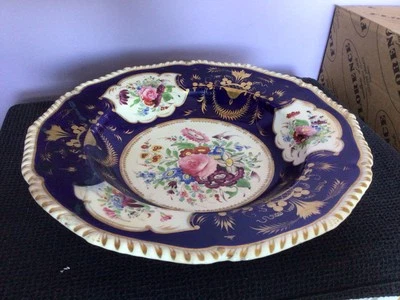 Royal Crown Derby  BLOOR  Porcelain Cobalt blue  Dish/ Plate c1820 Restored - Image 1 of 4