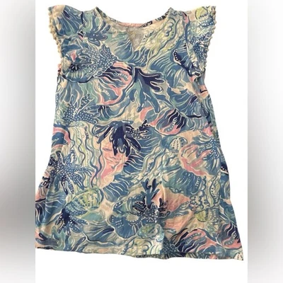 Детское хлопковое платье LILLY PULITZER Astara Saltwater Blue Shade Seekers Pom Pom - Изображение 1 из 4