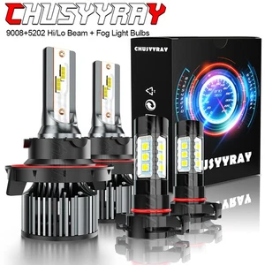 For Ford Escape 2008-2012 6500K 4pc LED Headlights Hi/Lo + Fog Light Bulbs Kit - Picture 1 of 16