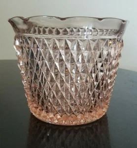 Cubo de hielo rosa vintage Indiana vidrio punta diamante Jardiniere borde festoneado - Imagen 1 de 10