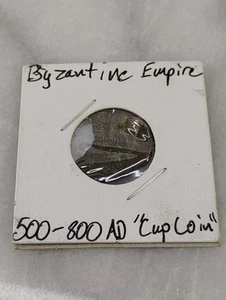 Ancient King Of kings Genuine Byzantine Empire Cup Coin 500-800 AD - Picture 1 of 6