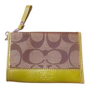 Coach Coin Case Purse Signature Beige And Lime Missing Keyring CB1 - Picture 1 of 7