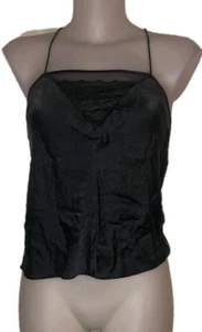 Y2k Black Silk Lace Babydoll Boho Fairy Grunge Goth Witchy Cami Tank Top Sz S - Picture 1 of 4