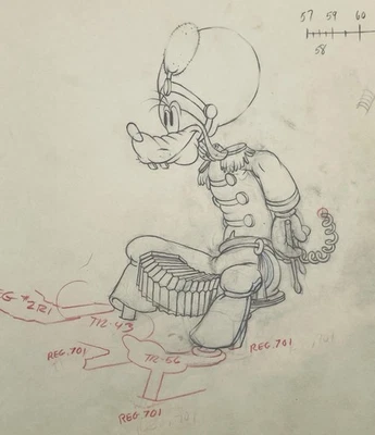 Mickeys Amateurs Goofy Band Production Drawing Walt Disney 1937 Cel Original - Image 1 of 3
