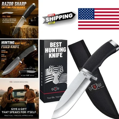 Cuchillo táctico exterior con funda hoja de acero inoxidable para cazadores y campistas Foto 1 de 4