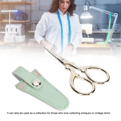 Leather Plaid Embroidery Scissor Set With Case Pink Green Gold - Image 1 of 4