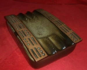 Unidentified Red Clay Stoneware Cigarette Box W/Ashtray Lid Vtg Signed VeryRare - Picture 1 of 6
