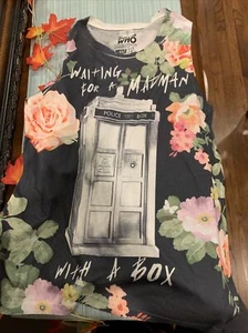 Dr Who Waiting For A Madman With A Box Ladies Floral Top Shirt (S) Ripple Junct. - Picture 1 of 3