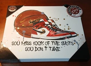 NOTORIART. Air Jordan 1 Sneaker And Basketball. Wall Art Canvas. Size 14" x 11". - Picture 1 of 5