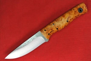 Fiddleback Forge Recluse by Andy Roy .145 " 01 Blade Full Maple Burl Wood Handle - Picture 1 of 12