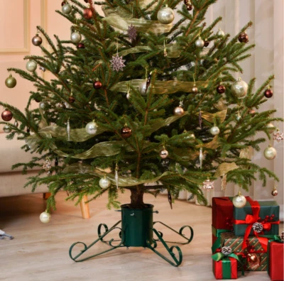 MARCO PAUL Christmas Tree Stand Metal for Real Xmas Trees Traditional Home Decoration Green