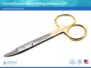 Curved Crown Collar Cutting Scissors 4.25" ARTMAN - Picture 1 of 9
