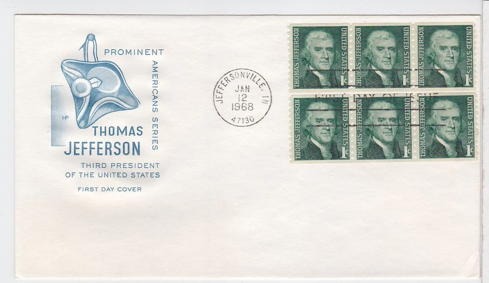 TurtlesTradingPost- Thomas Jefferson 1 Cent Coil- 1968 #1299 FDC Farnam Cachet - Image 1 of 1