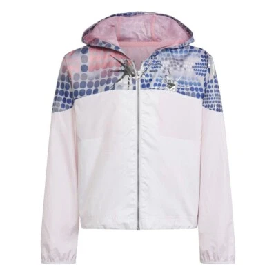 Chaqueta rompevientos Adidas para niñas / blanca azul rosa / precio de venta sugerido por el fabricante £45 Foto 1 de 4