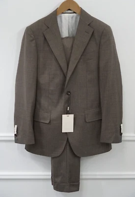 Men Suitsupply Suit Lazio Rustic Tropical Brown Pure Wool Size EU44 UK/US34 - Image 1 of 4