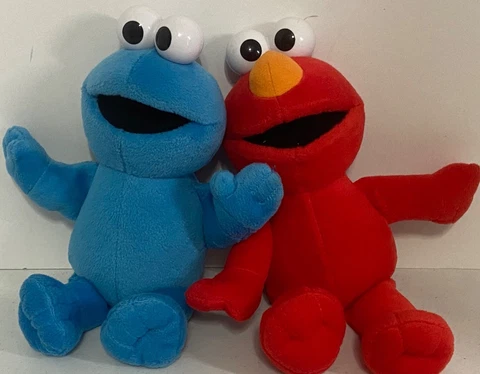 RARE SESAME STREET Elmo & Cookie Monster 12 inches PLUSHES Fisher Price 2002 VTG Cover