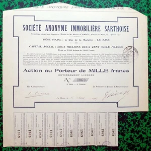 Dépt 72 - Le Mans 2 Rue de la Mariette - Rare Ste Immobilière Sarthoise de 1927 - Picture 1 of 1