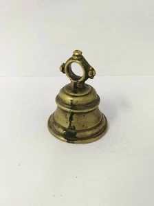 Antique Old Indian Hand Forged Brass Primitive Pet Cow Neck Tie Bell Ornament - Picture 1 of 8