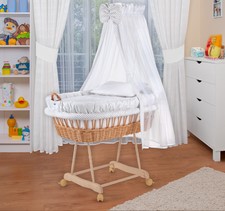 WALDIN Baby Bollerwagen,Stubenwagen,komplett mit Zubehör,XXL,Neu, Weiß/Punkte