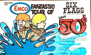 Libro para colorear Six Flags parque de atracciones paseo anillo oro GA ENCO ESSO anuncio de gas y petróleo - Imagen 1 de 14