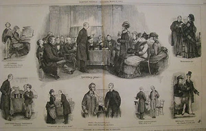 BOCETOS EN UNA ABEJA ORTOGRÁFICA EN INGLATERRA FOLIO GRANDE, HARPER’S SEMANAL 1876 - Imagen 1 de 2