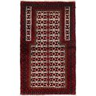 Hand Knotted Oriental Prayer Design Balouch Rug, Oriental Wool Rug 134X78 R23693