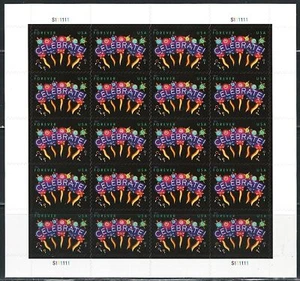 Mint US Neon Celebrate Pane of 20 Forever Stamps Scott# 4502 (MNH) - Picture 1 of 1