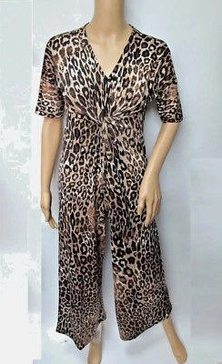 Mono Pamela Mccoy hasta el tobillo pierna ancha para mujer talla grande 1X estampado animal Foto 1 de 3