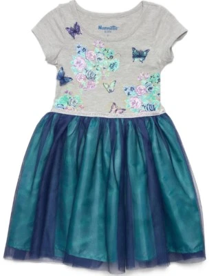 Vestido de tul Nannette de manga corta con flores y mariposas para niñas pequeñas-talla-2T Foto 1 de 3