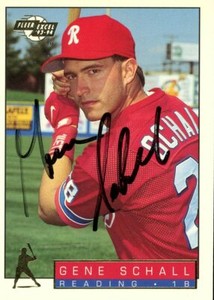 1994 Reading Phillies GENE SCHALL Signed Card autograph AUTO RC willow grove, pa