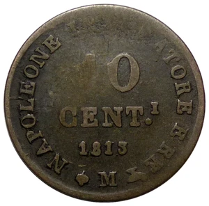 ITALIE NAPOLÉON Ier 10 Centesimi 1813 M - Picture 1 of 2