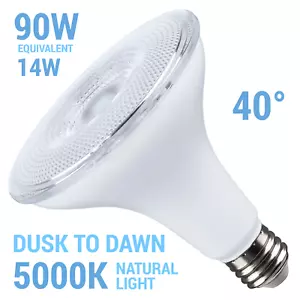 Satco DUSK TO DAWN Photocell LED 120V 14W =90W PAR38 Medium E26 5000K Natural - Picture 1 of 11