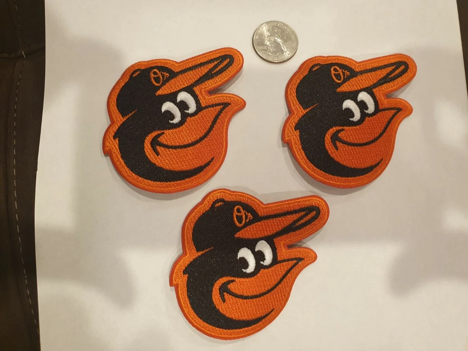 (3)BALTIMORE ORIOLES IRON ON PATCHES 3"X3 BEAUTIFUL  - Image 1 of 1