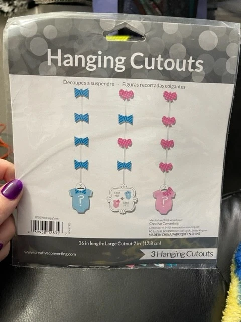 Lil Man & Lil Miss Hanging Cutouts 3ct. Gender Reveal Party Decorations Supply - Image 1 of 2