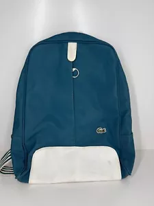 Lacoste backpack travel carry bag green white adjustable straps laptop pouch - Foto 1 di 14