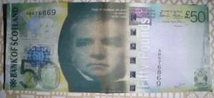 Banknoten Geldbörse £50 Bank of Scotland Falkirk Wheel grün genäht Canvas 19 x 8 cm - Bild 1 von 12