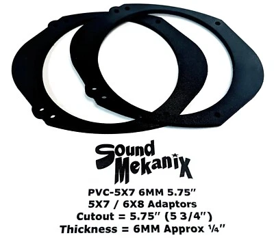 5x7" Sound Mekanix Universal PVC-5x7 6MM 5.75", 5x7/ 6x8 to 6.5" Adaptor 1 Pair